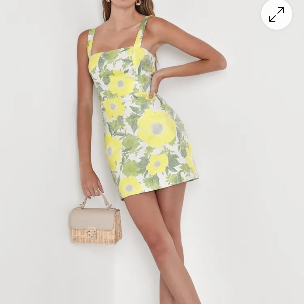 Lulu's Yellow and Green Floral Mini Dress